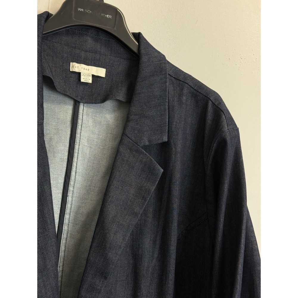 Cato Dark Wash Denim Jacket Size 26/28W 3/4 Sleeve Jean Blazer Cotton Stretch - Picture 2 of 8